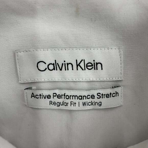 Calvin Klein Men's Active Performance Dress Shirt White 16-16.5 36/37, Size L - Picture 4 of 12